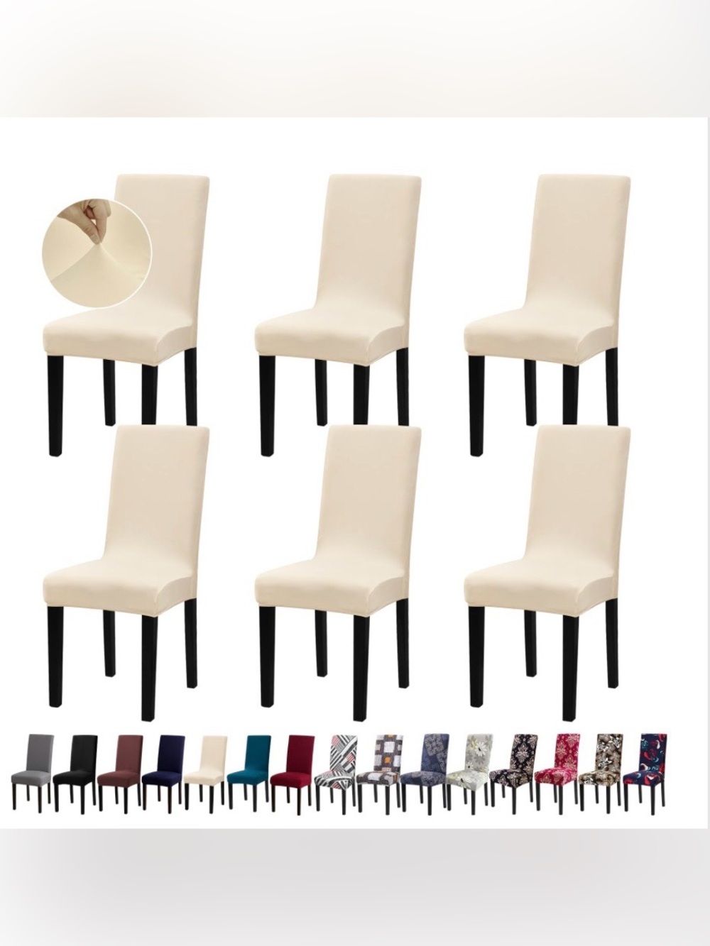 VELVET Dining Chair Slipcovers (6-pack) CREAM